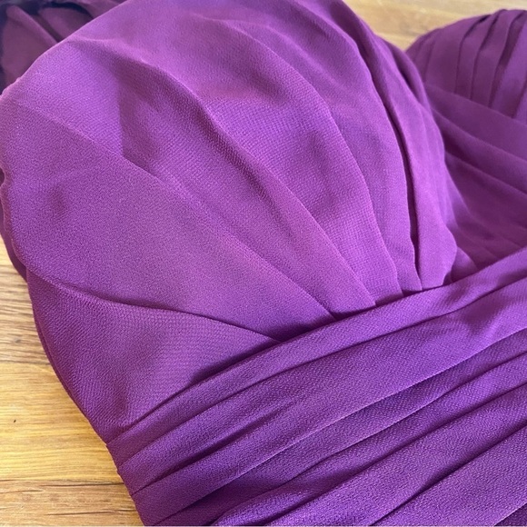 Bill Levkoff Purple Maxi Chiffon One Shoulder Dress Size 6 - Picture 9 of 12